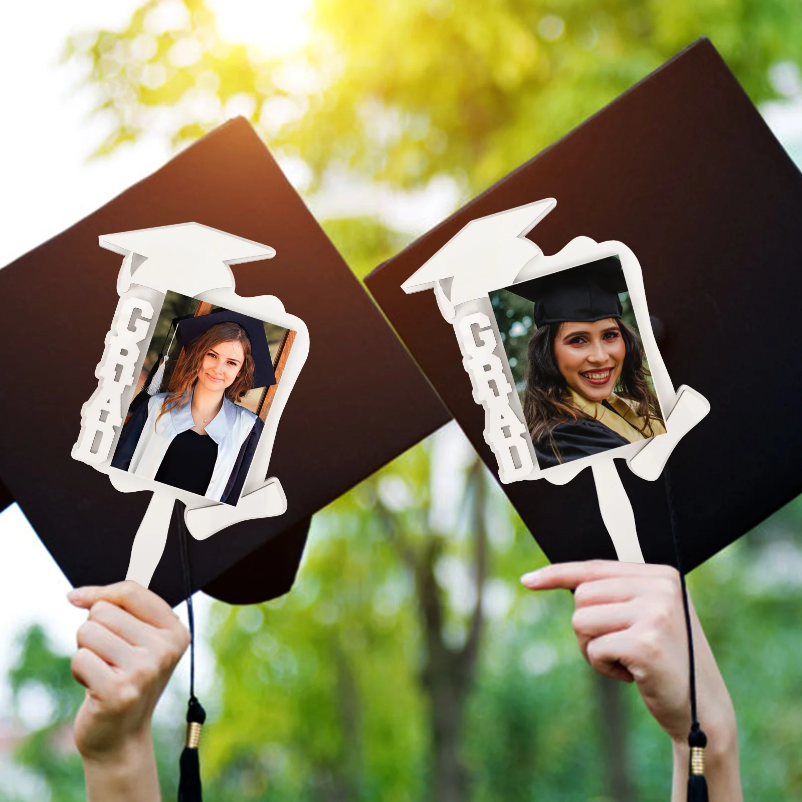 

Graduation Sublimation Blank Photo Frame Durable DIY Heat Transfer Blank Picture Frame Graduation Cap Fan Home Decoration