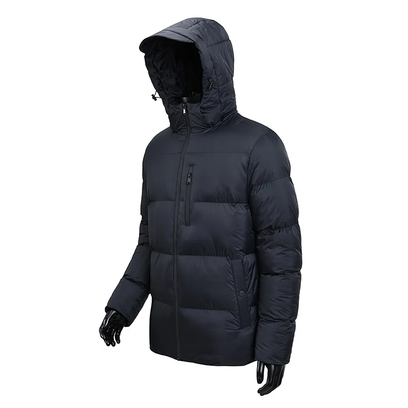 

Mens Mid Length Cotton Jacket Minimalist Casual Hooded Coat Plus Size Thickened Winter New Style