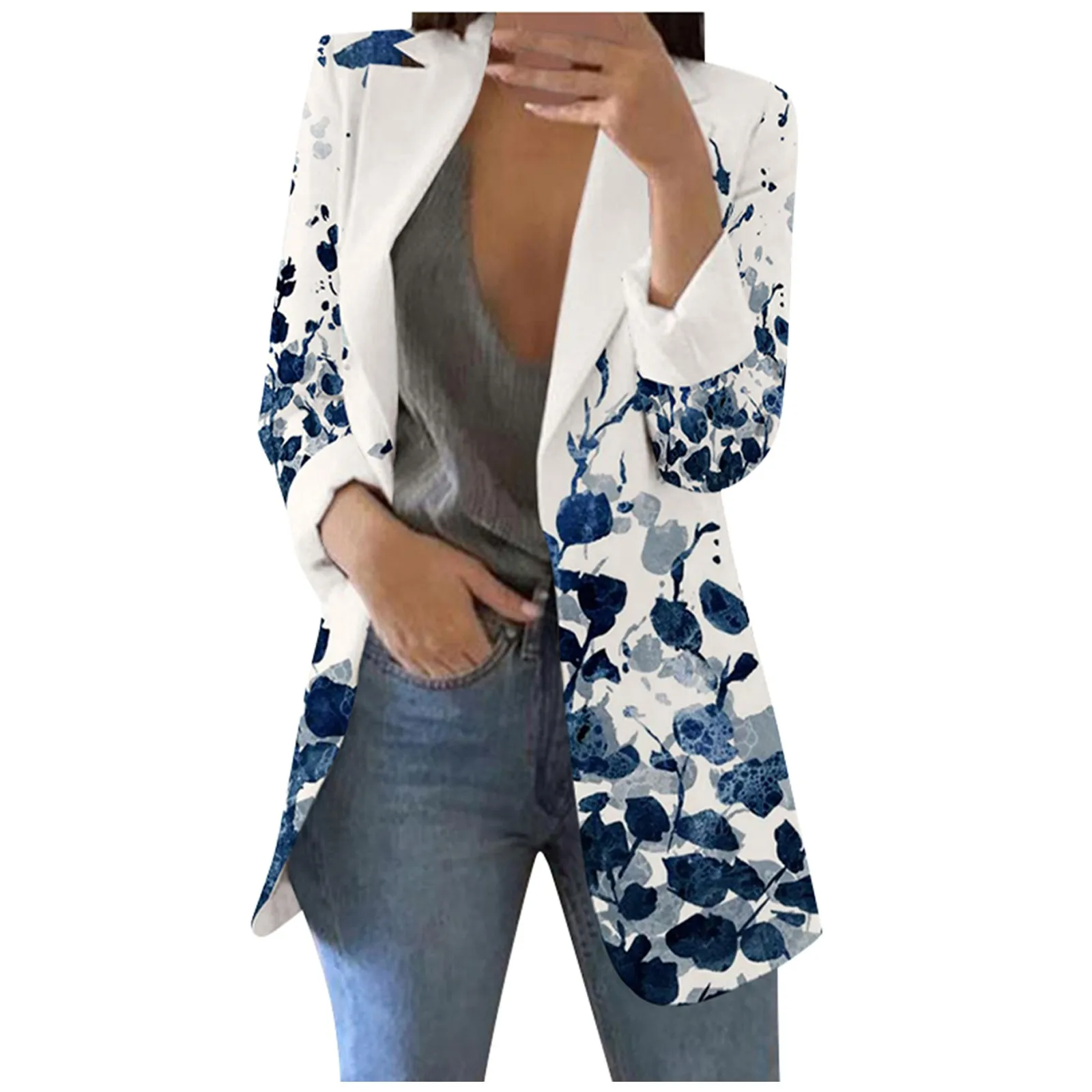 Women\'S Coat For Autumn Fashion Colorful Short Suit Casual Printed Suit Long Sleeve Loose Comfortable Cotton Cardigan Coat 2023