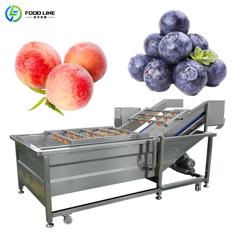 Customized Heavy Duty Fruit & Vegetable Washing Machine Bubble Washer with Sprinkler Head Outstanding Performance