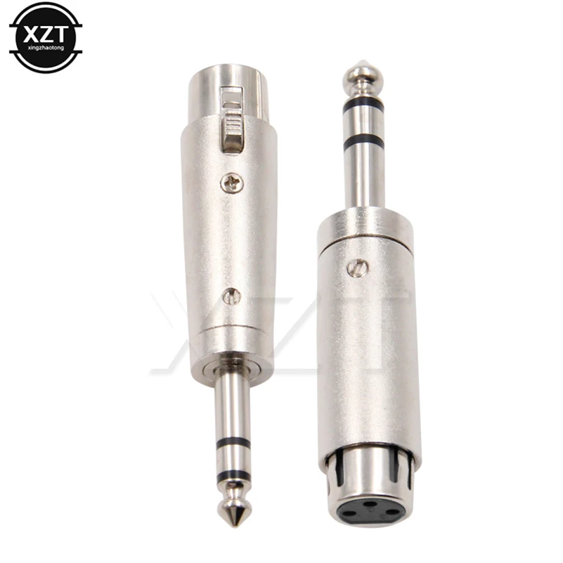 1pcs New High Quality Nickel Plated 3Pin XLR Female Jack to 1/4' 6.35mm Male Plug Stereo Microphone Adapter Connector