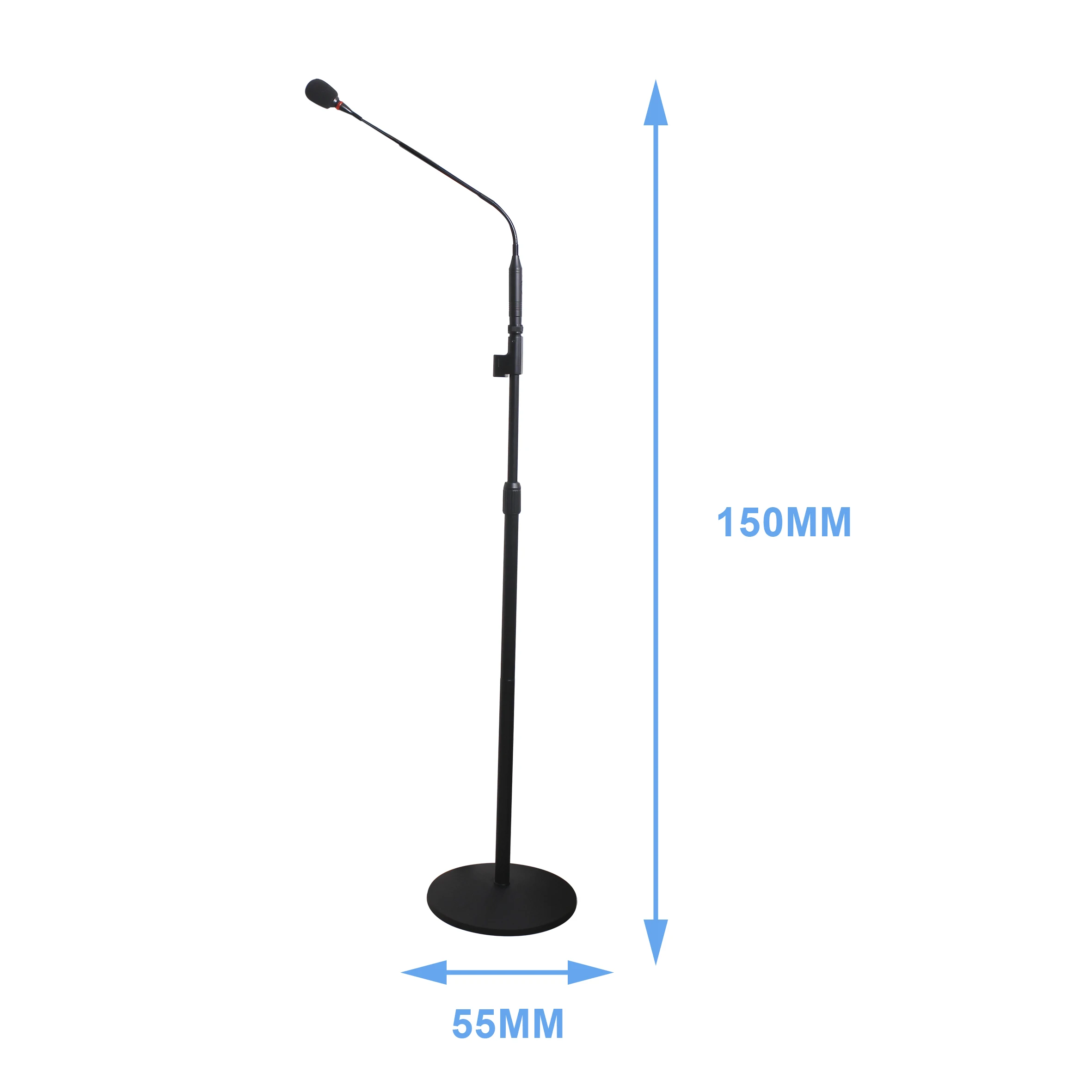 OEM Floding Round Base Professional Height Adjustable Long Standing Condenser Microphone with Super Direct Dual Capsule