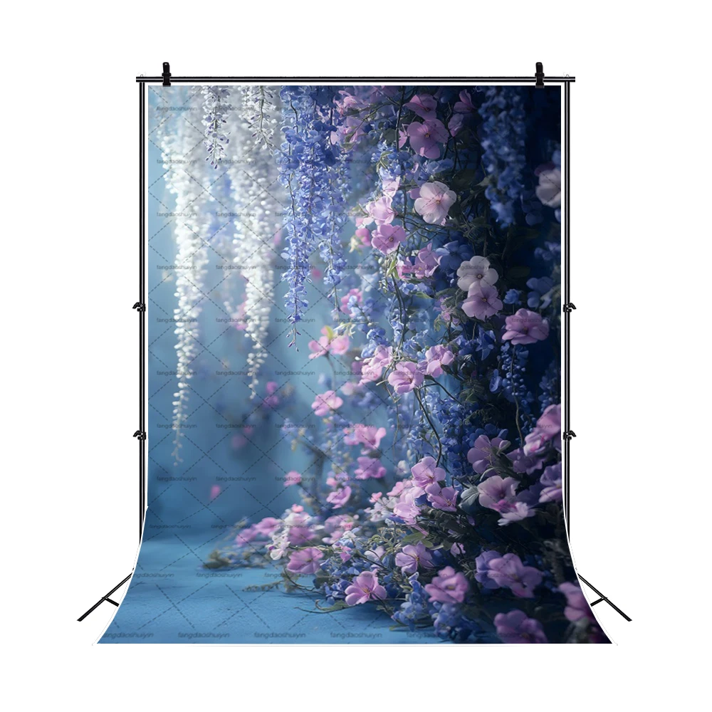 Fotografie Achtergrond Dromerig Paars Violet Bloemen Volwassen Verjaardag Bruiloft Moederschap Portret Decor Achtergrond Fotostudio