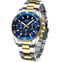 BIDEN  Luxury Men's High-end Six Pin Multifunctional Quartz Watch Stainless Steel Strap ChronographMen's Business Watches
