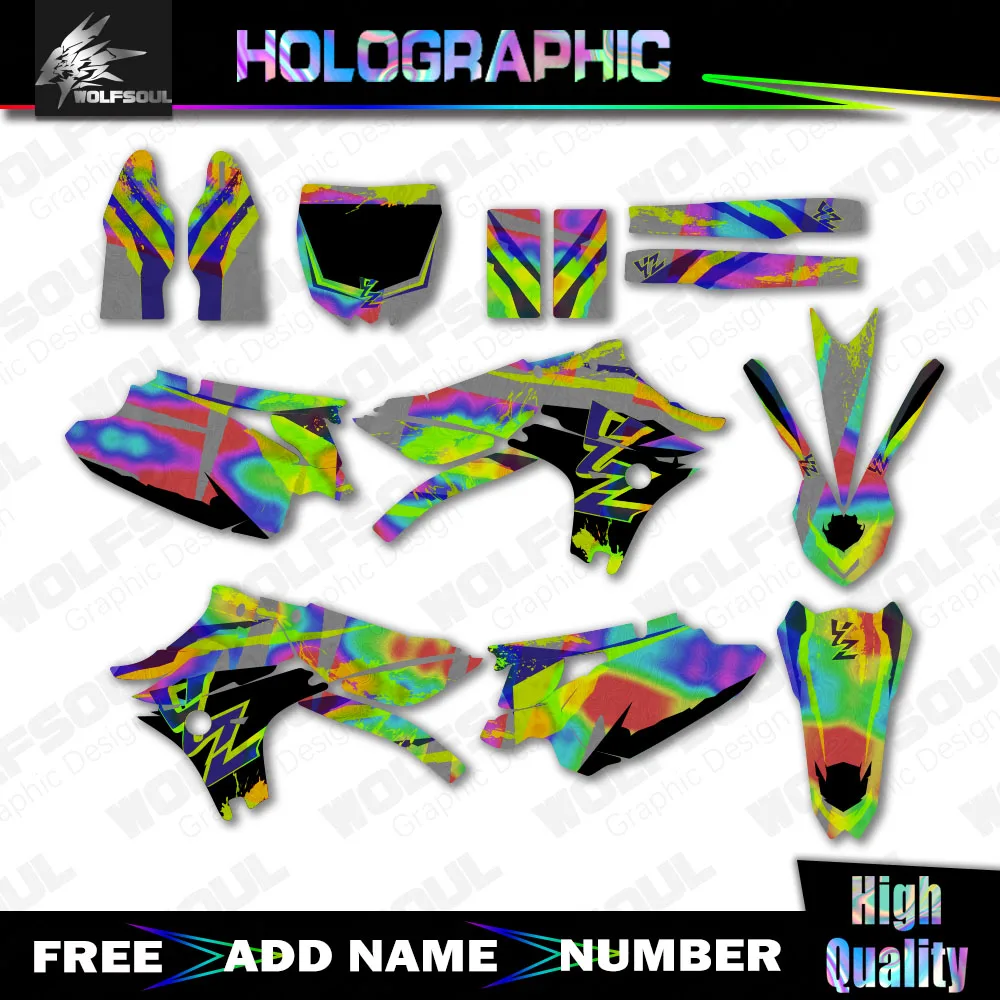 Motorcycle Holographic Backgrounds Decals Graphics Sticker Kits For Yamaha YZF450 YZ450F 2010 2011 2012 2013 Custom Decoration
