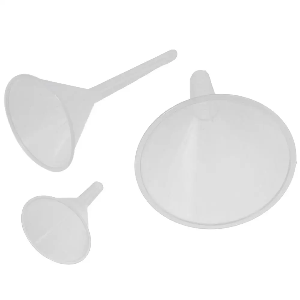 1/3Pcs Durable Clear Plastic Funnel Set Lab PP Funnels Kitchen Funnel Lab Bottles, Essential Oils