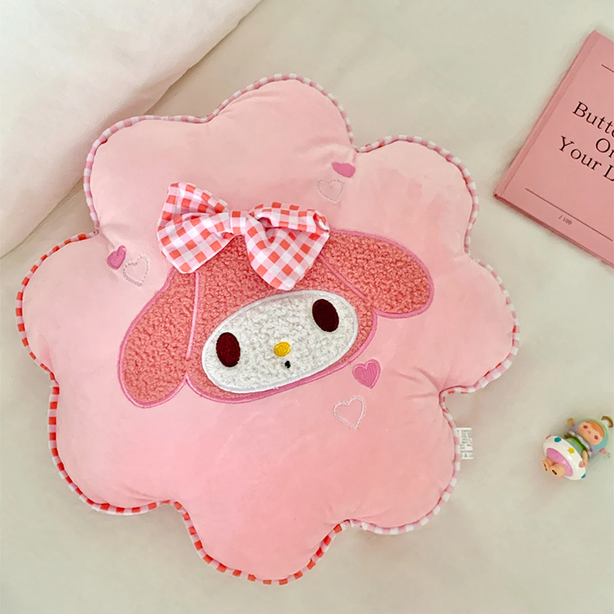 Sanrio ดอกไม้รูปร่าง Kuromi My Melody Plush Cushion Hello Kitty Lumbar Support Cushion Cinnamoroll โยนหมอนโซฟาเตียงของขวัญ