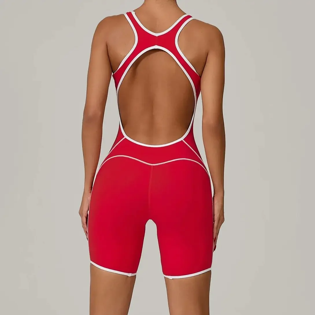 

Gym Romper Casual Outdoor Women's Sports Jumpsuit Hollow Open Back Yoga Suit Dance Sports Bodysuit Hip Lift Workout Running Sets