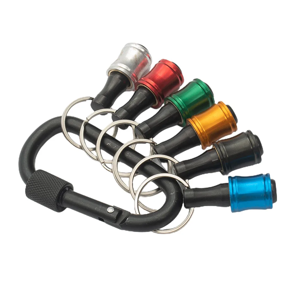 Set of 6 Hex Shank Aluminum Alloy Screwdriver Bit Holder Extensions with Ball Lock and Chain Buckle for Tool Organization