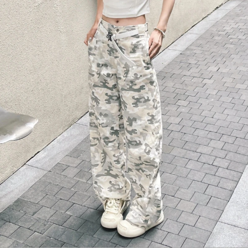 QWEEK Vintage Y2k Baggy Pants Woman Oversize Camouflage Streetwear Hip Hop Loose Trousers Korean Fashion Casual America Retro