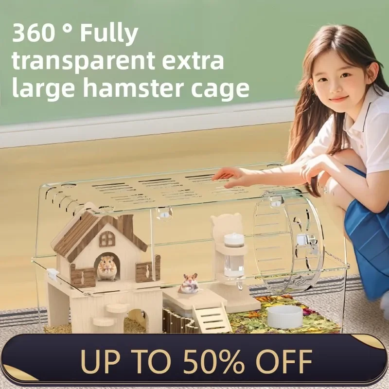 Acrylic Hamster Cage – Extra Large Transparent Double-Layer Luxury Villa for Syrian Hamsters, Budget-Friendly Habitat XXL