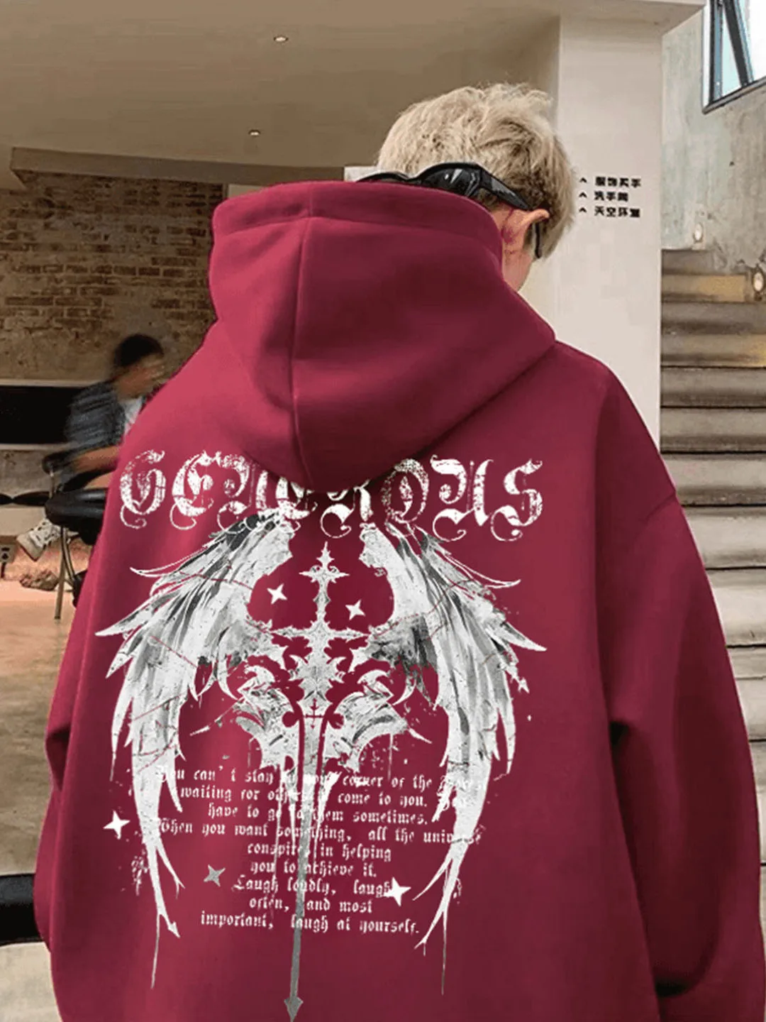 فانتوم أجنحة طباعة موضة الرجال النساء مقنعين البلوز الخريف الشتاء اليومية في الهواء الطلق عطلة اللياقة البدنية ملابس رياضية فضفاضة دافئة غير رسمية