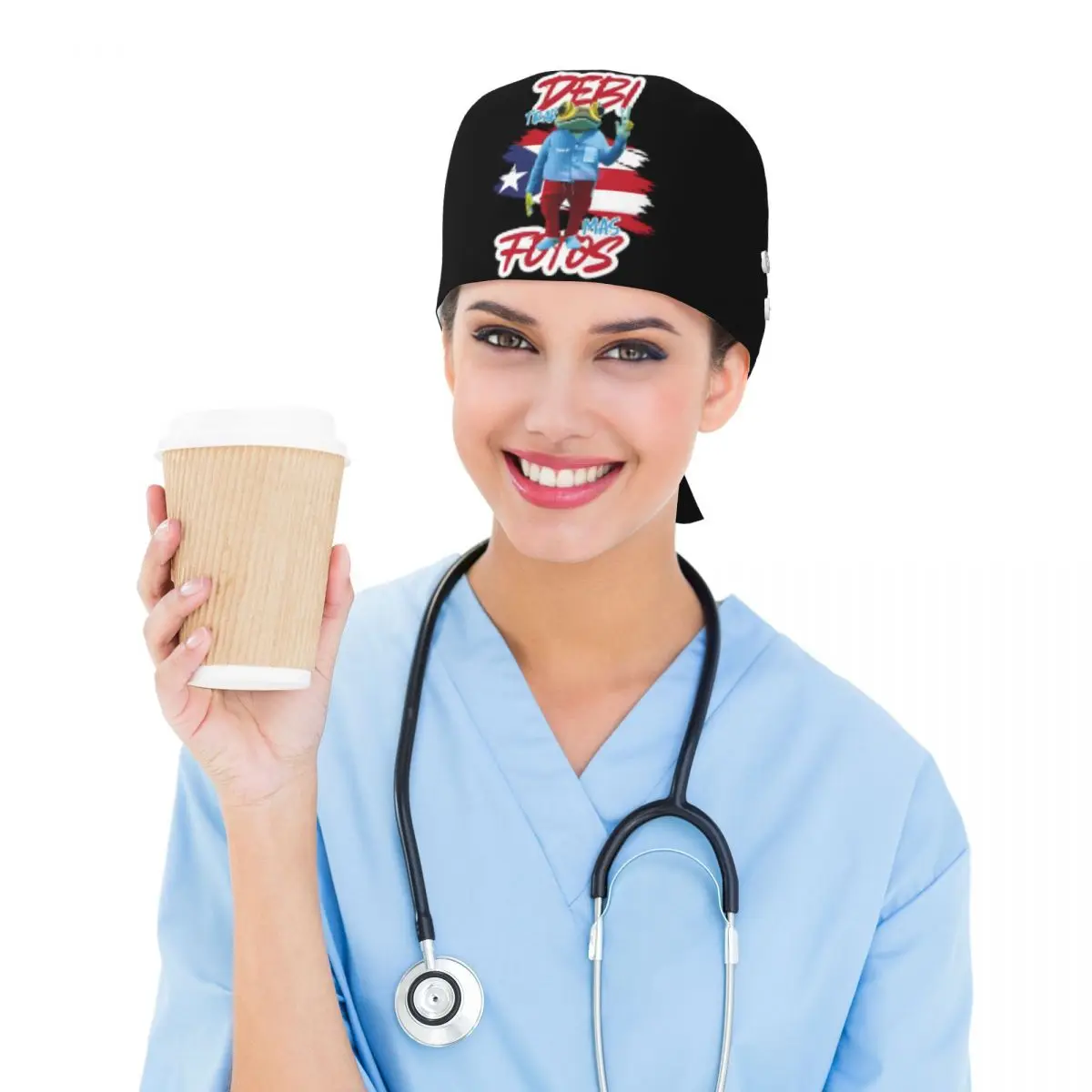 Bad Bunny DTMF Debi Tirar Mas Fotos Scrub Hat Doctor Working Surgical Cap Unisex Adjustable Nursing Caps for Dentist