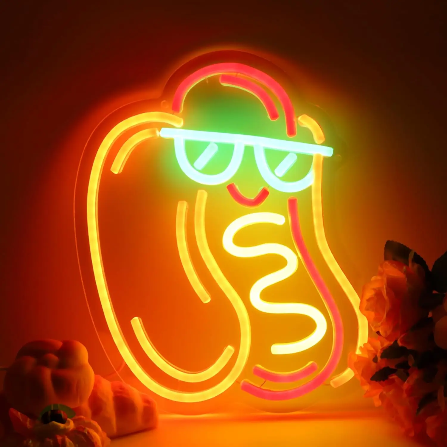 ホットドッグ調光可能なネオンサイン-寝室、バー、マンケイブの装飾用のusb電源ウォールライト。-面白い広告看板＆ユニークなギフトアイデア