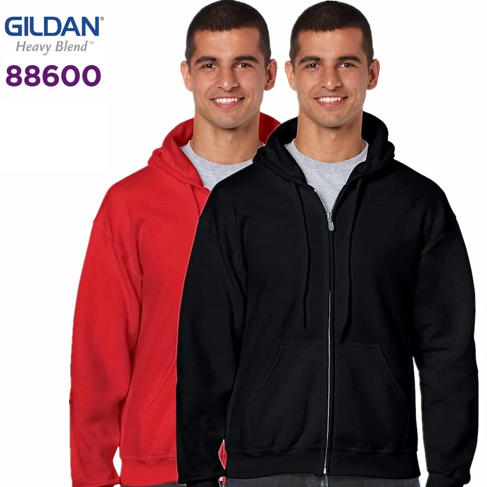 GILDAN 88600 Men\'s Cardigan Fleece Hoodies Sweatshirts Brand Clothing Fashion Zip Hoodie Man Casual Pocket Sweatshirt Sportswear