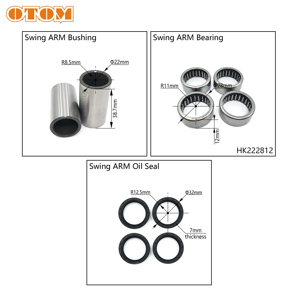 OTOM Motocross Swing ARM Roller Bearing Oil Seal Bushings Shock Suspension Parts HK2212 For KTM EXC XC MXC SX SXS XCW SRM 125