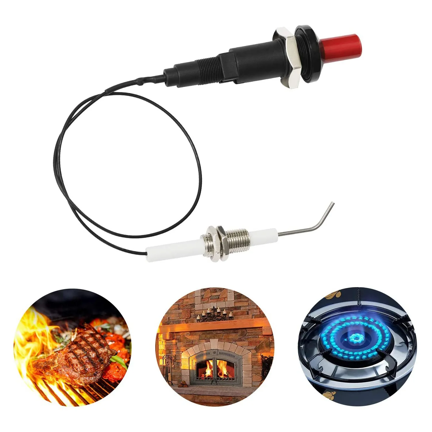 AT21-3PCS Universal Electrode Ignition Spark Plug Wire Electronic Device For Grill And Fireplace Gas Stove Heater