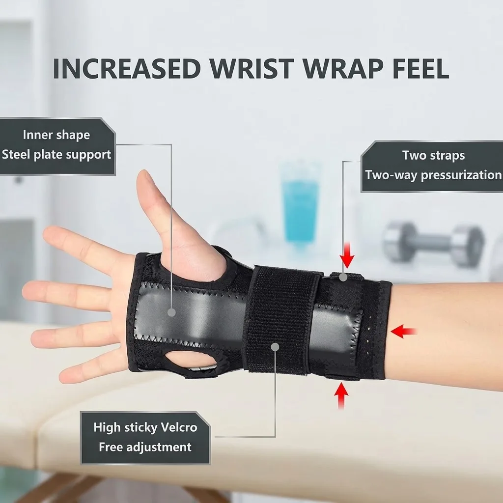 MECLON Wrist Brace Fixed Steel Plate Adjustable Compression Hand Support for Sports Gym Accessories Sport Gear Multiple Fixation