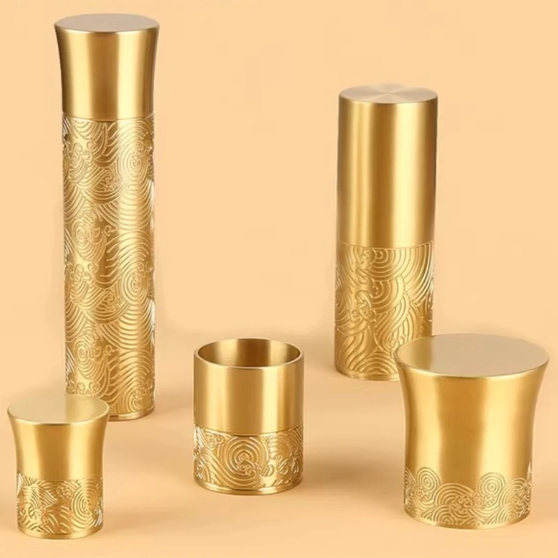 

2PCS New Chinese Style Brass Carved Pattern Brass Cover Redwood Sofa Bed Protector Hardware Decorative Brass Foot Cover