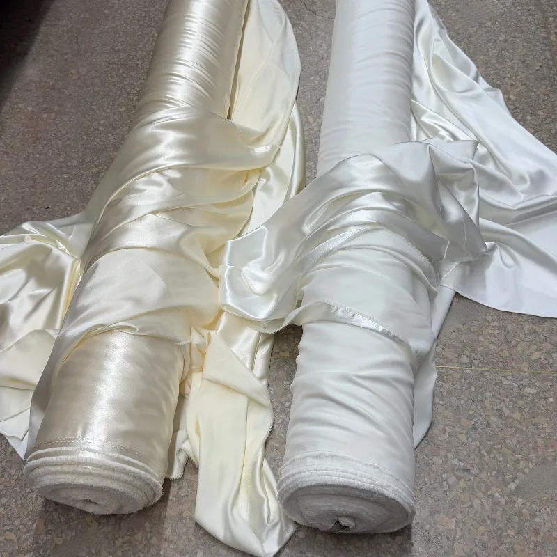 

Champagne Cream White Blue Beaded Shiny Satin Cloth for Wedding Background Tablecloth and Photography Background 150cm Wide