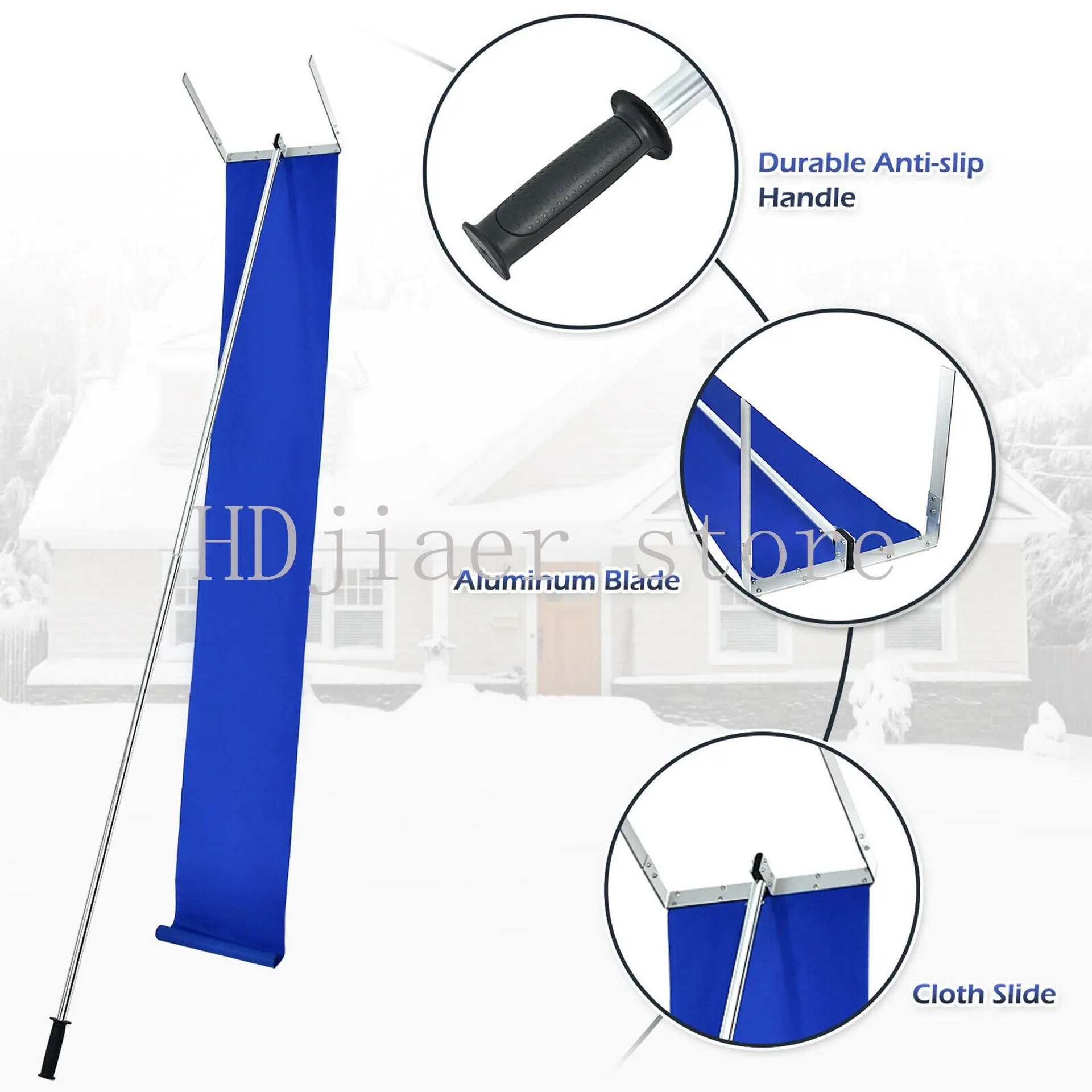 

20ft Aluminum Snow Shovel Roof Harrow Adjustable Extension Roof Snow Scraper The pole is removable
