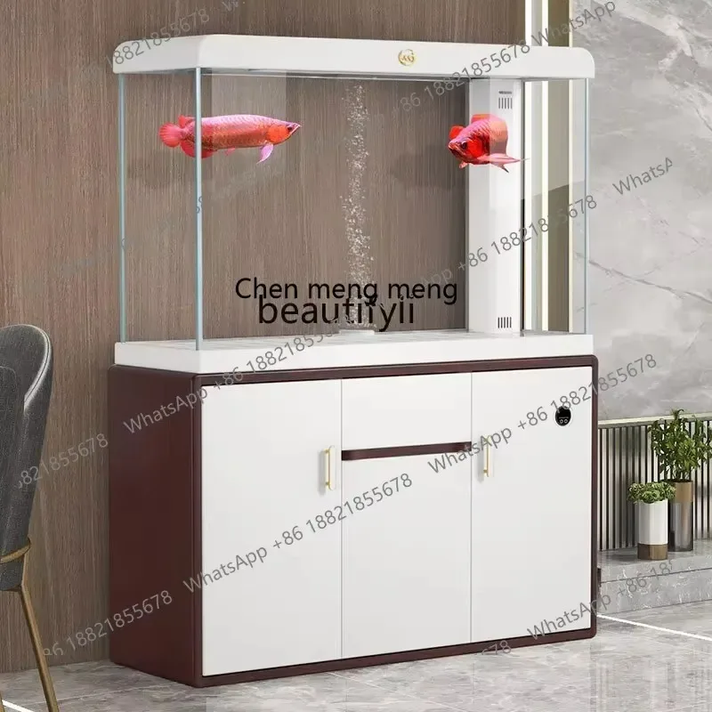R cc182l Fish Tank Living Room Floor Bottom Filter Ultra-White Glass Small Aquarium Change Water Dragon Fish Tank
