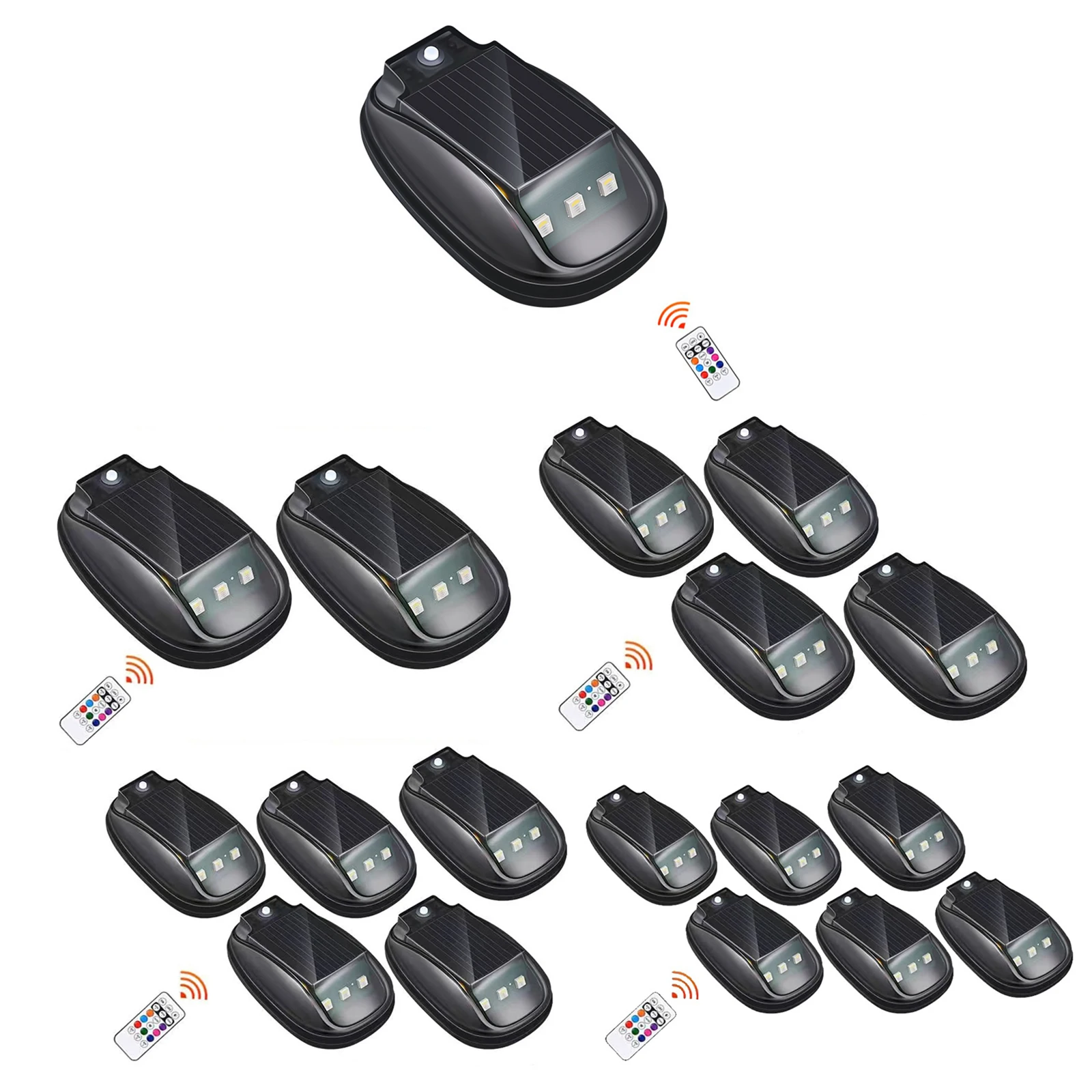 Wireless Flashing Lights with RC Punch-Free Universal Signal Mouse Lamp RGB Solar Powered Strobe Pilot Light for Car Decor