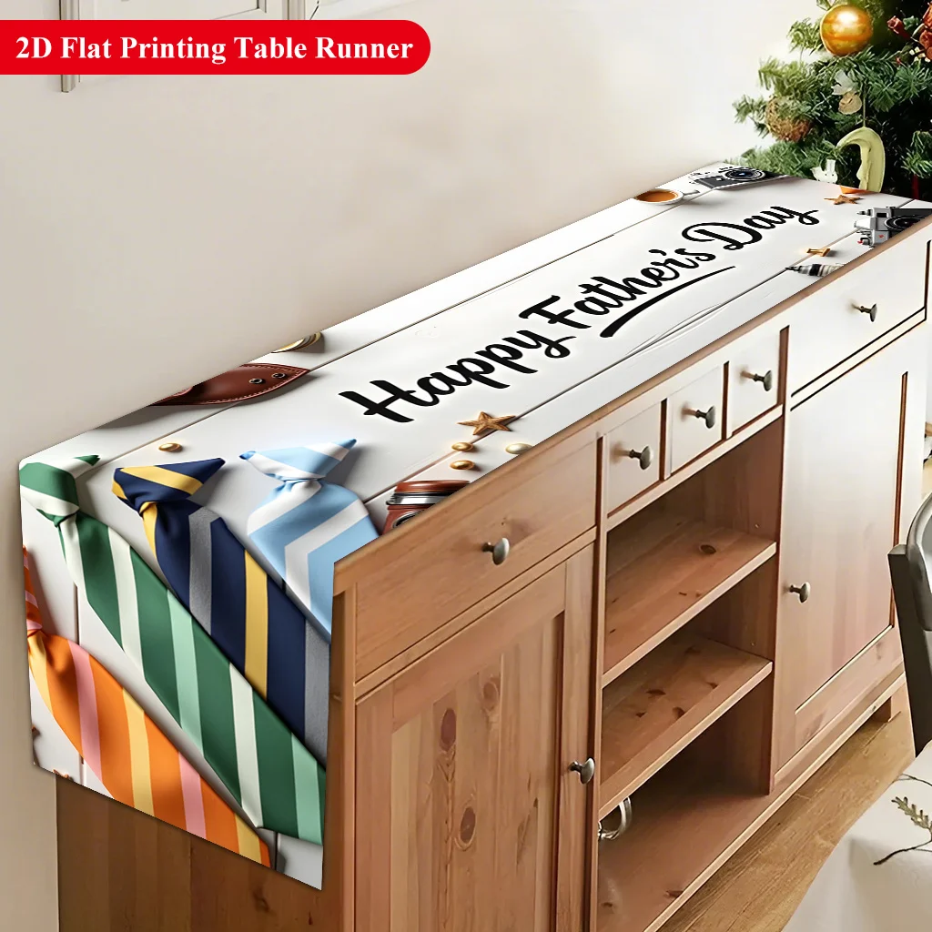 1 Piece Happy Father's Day Blessing Gift Table Runner, Suitable for Farmhouse, Indoor, Kitchen, Celebrations, Table Decoration, Restaurant and Banquet Decoration Supplies