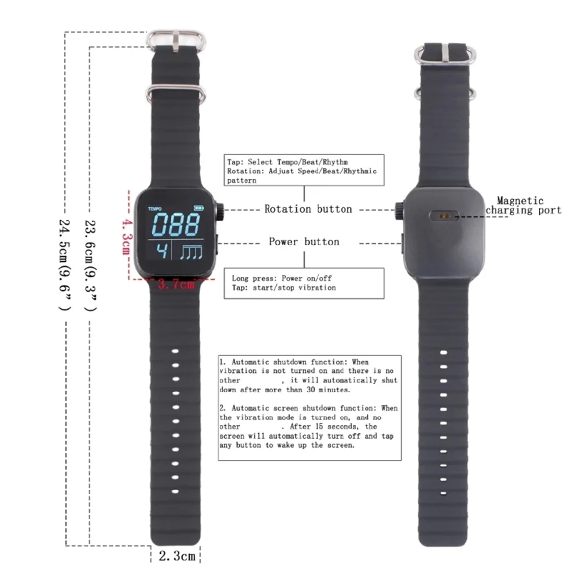 

Вибрационный метроном, портативный цифровой метроном для инструментов и спортивного фитнеса, метроном для часов Tempo Beat Rhythm