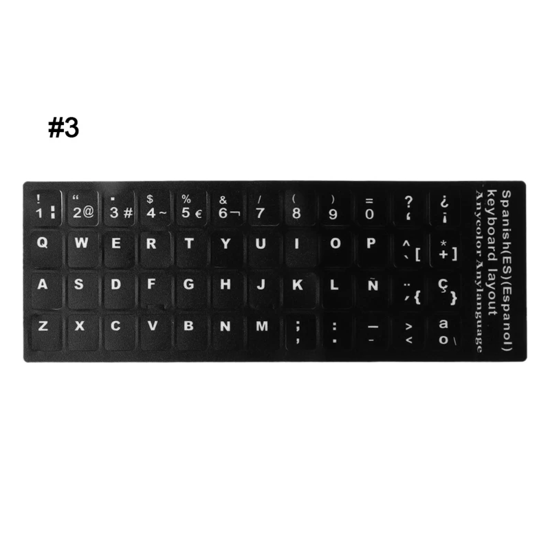 Durable Russian/French/Spanish/Japanese/German/Arabic/Korean/Italian Keyboard Language Sticker Black White Waterproof