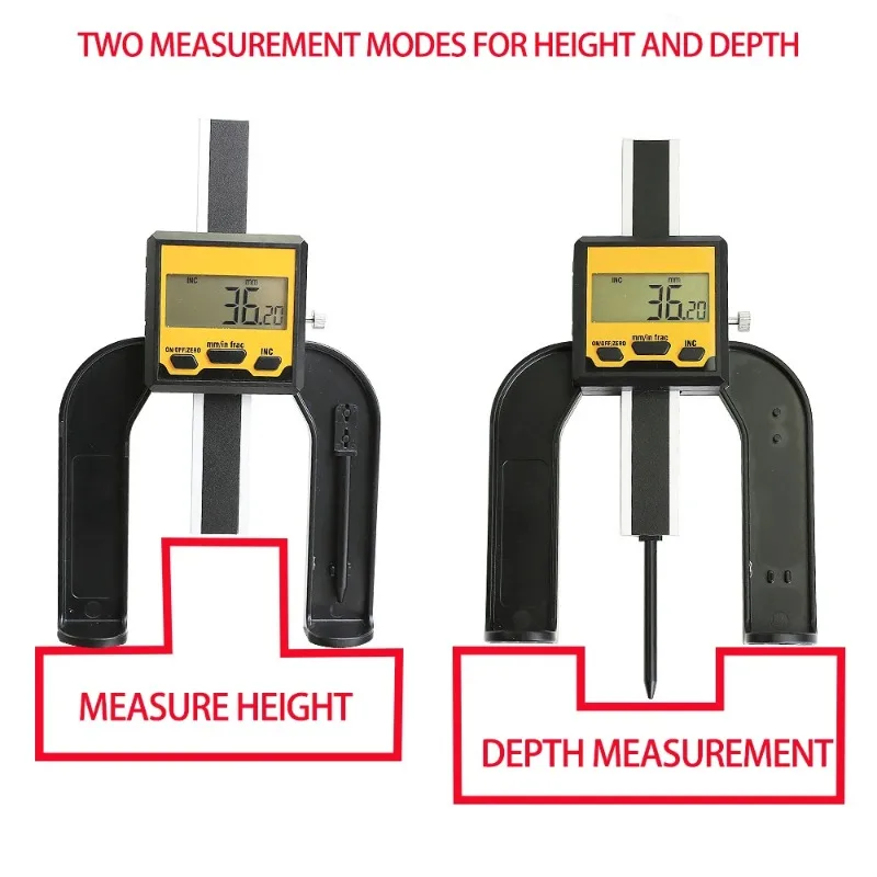 Multi functional woodworking tool with 0.01MM resolution LCD display, digital depth gauge, aluminum alloy 0-80MM range