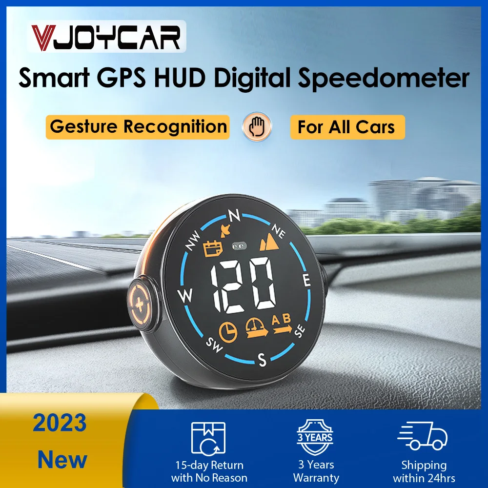 

2023 New Intelligent GPS HUD Gauge Speed Display Gesture Recognition Clock Altitude Ambient Light Head Up Display for All Cars