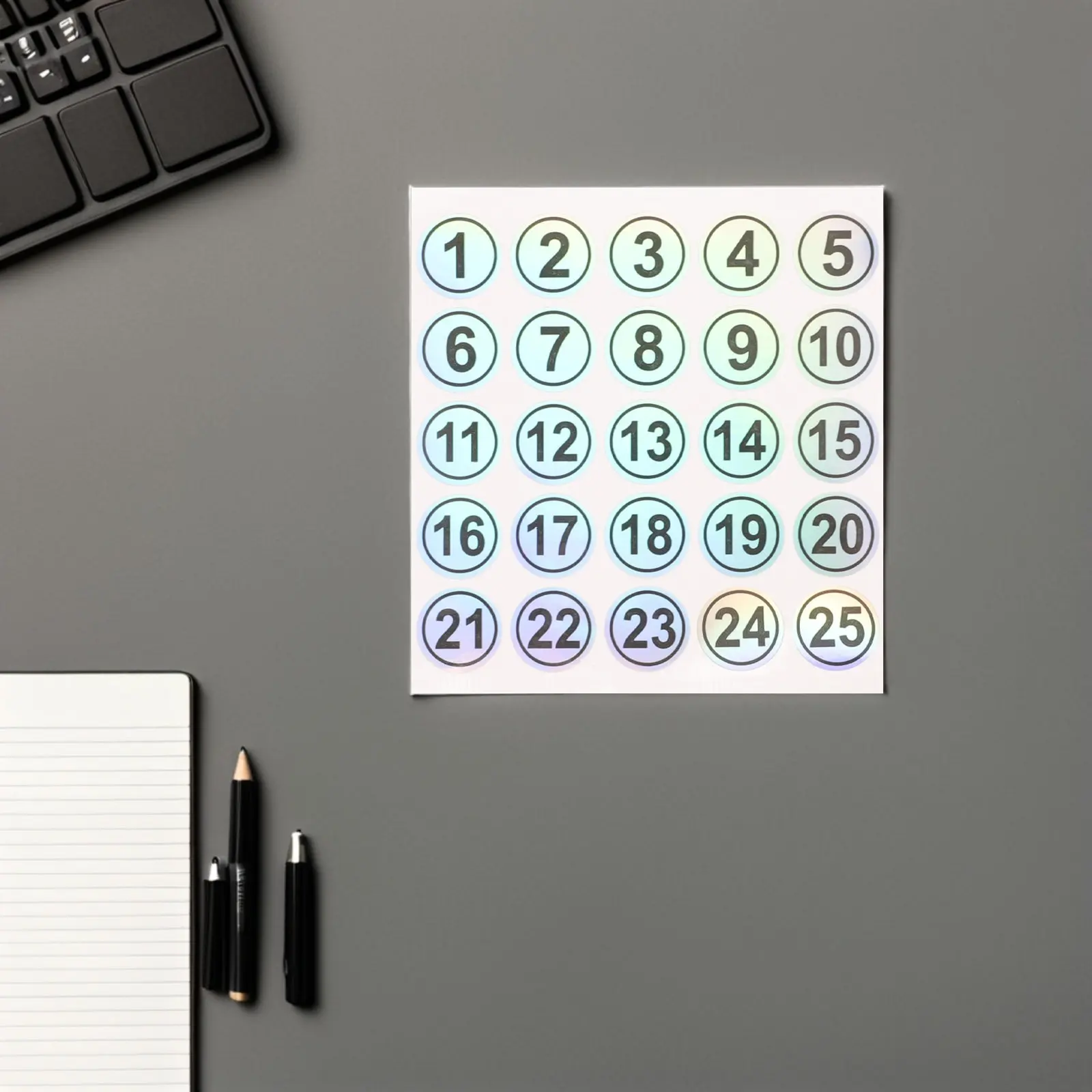 

15 Sheets Number Stickers 1-25 Waterproof Self-Adhesive Tear-Resistant Clear Font Labels for Cups Bottles Gym Home