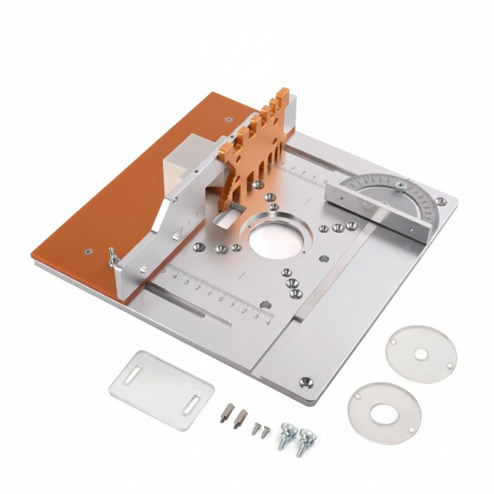 Router Table Insert Plate with Fence Aluminum Router Table Insert Plate Aluminium Adjustable for Woodworkers, Woodworking