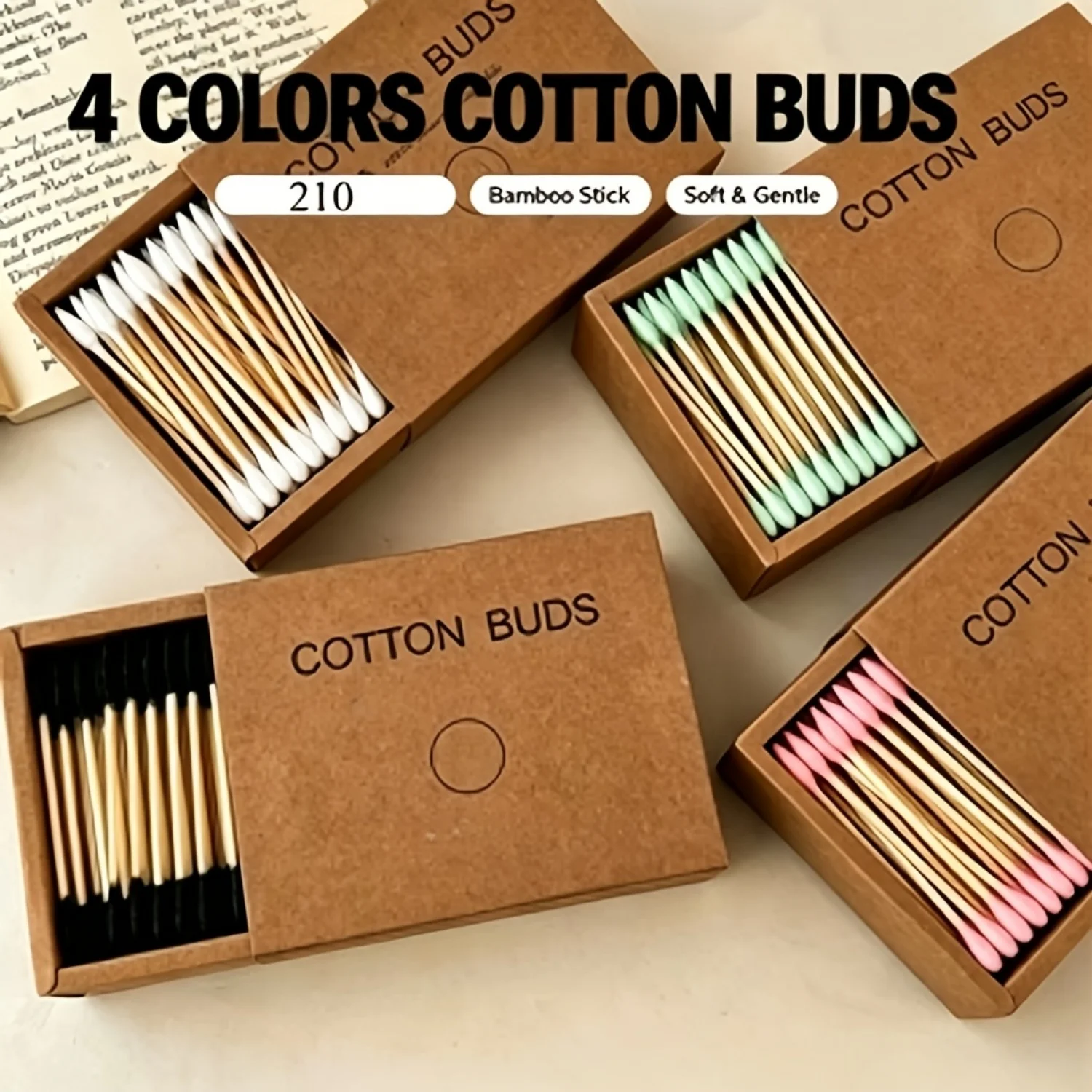 Bamboo Bamboo Cotton Swabs 210 Count, Double-Ended Colorful Cotton Buds with Soft Gentle Tips for Ear Cleaning Makeup Removal Beauty & Personal Care, Durable Bamboo Stick Hygienic Kraft Drawer Box Disposable Multi-Purpose - Aliexpress Deal