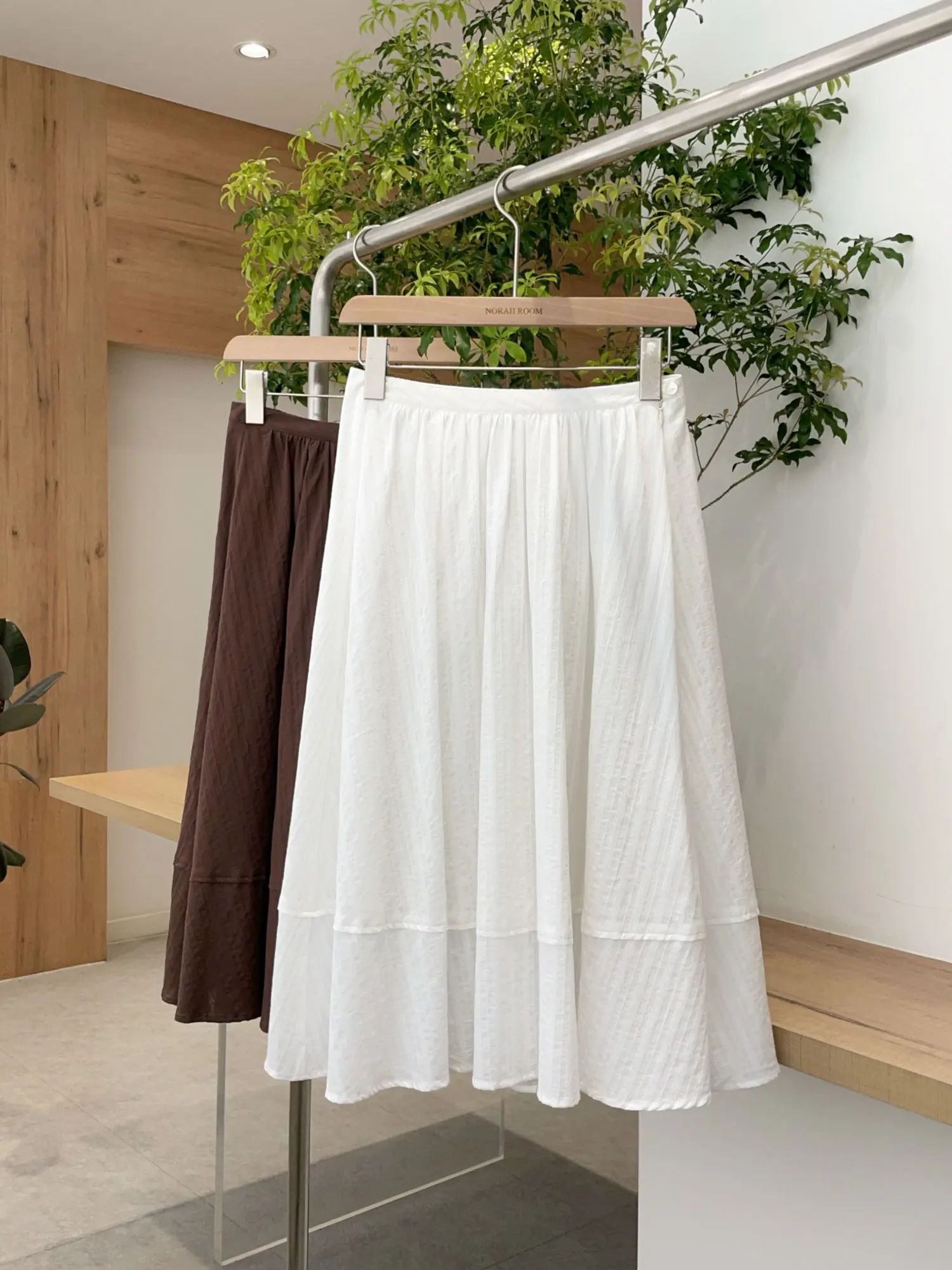 Nuo Xiaola Authentic  Brand DP Summer 2026 New Arrival Half Elastic Waist Skirt Dark Pattern Casual A-Line Skirt