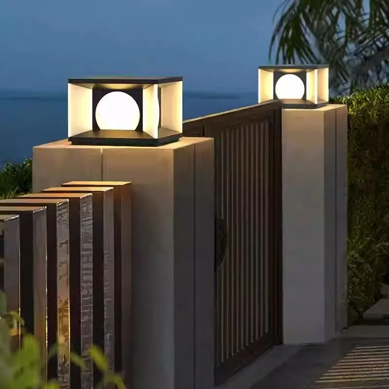 Luces LED impermeables IP65 de estilo europeo para exteriores, poste de jardín, Pilar de acero inoxidable para patio, calle, cubierta, iluminación de jardín