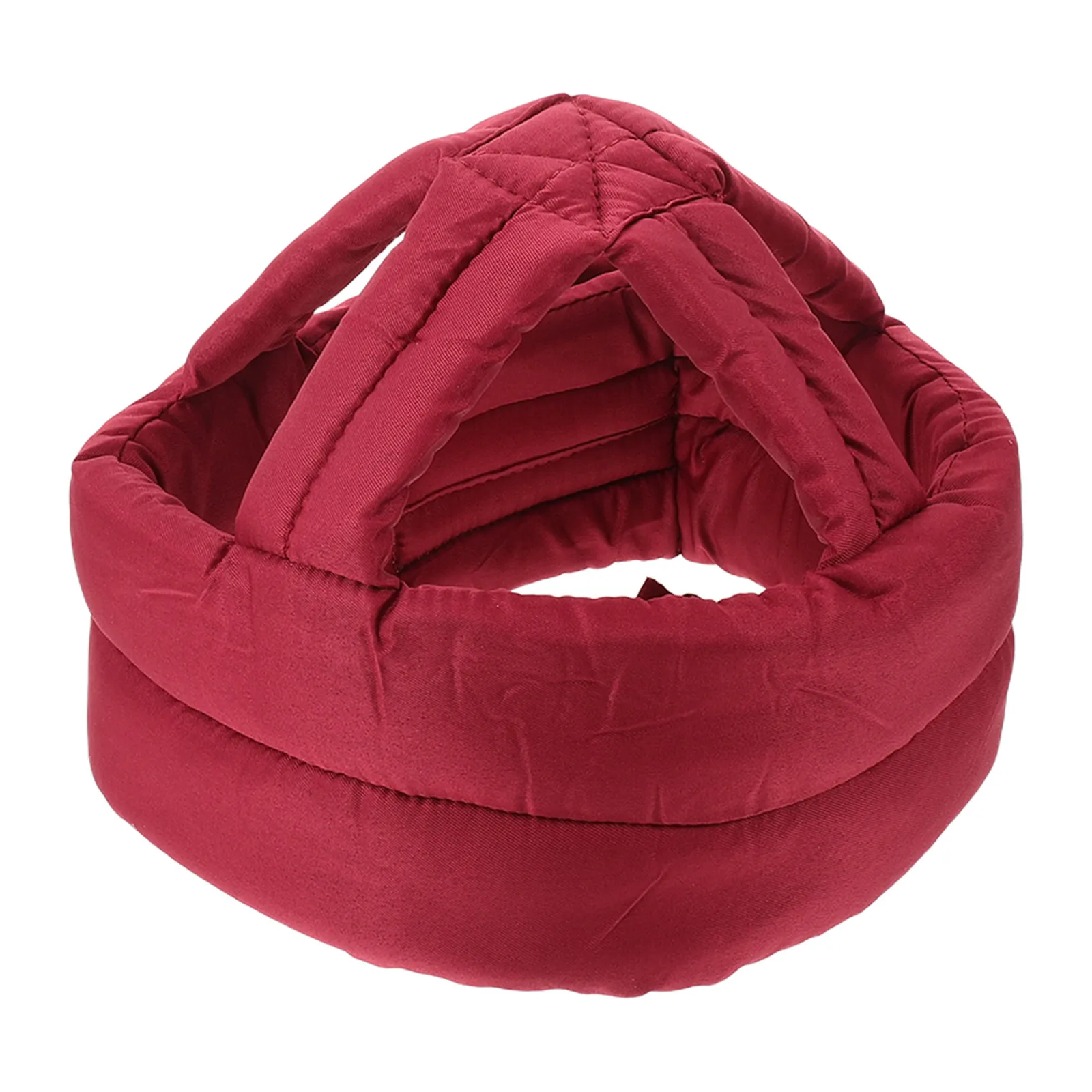 Red Adult Safety Senior Soft Padded Head Protector Adjustable Chin Strap Impact Resistant Cap Fall Prevention Balance