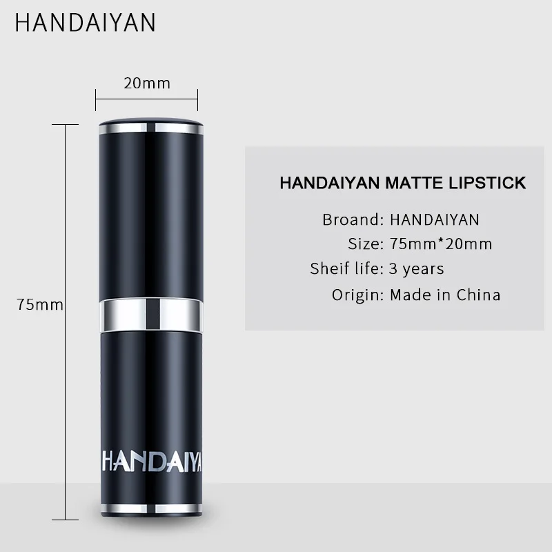 HANDAIYAN 12 Colors Matte Lipstick Long Lasting Velvet Lip Tint Waterproof 24 Hours Red Lip Gloss Cosmetics Make Up