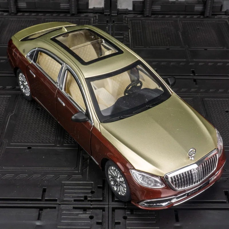 1:24 modelo de sedan de liga Mercedes Maybach S600, coleção de acessórios de carro, portas e capô do motor, porta-malas pode ser aberto