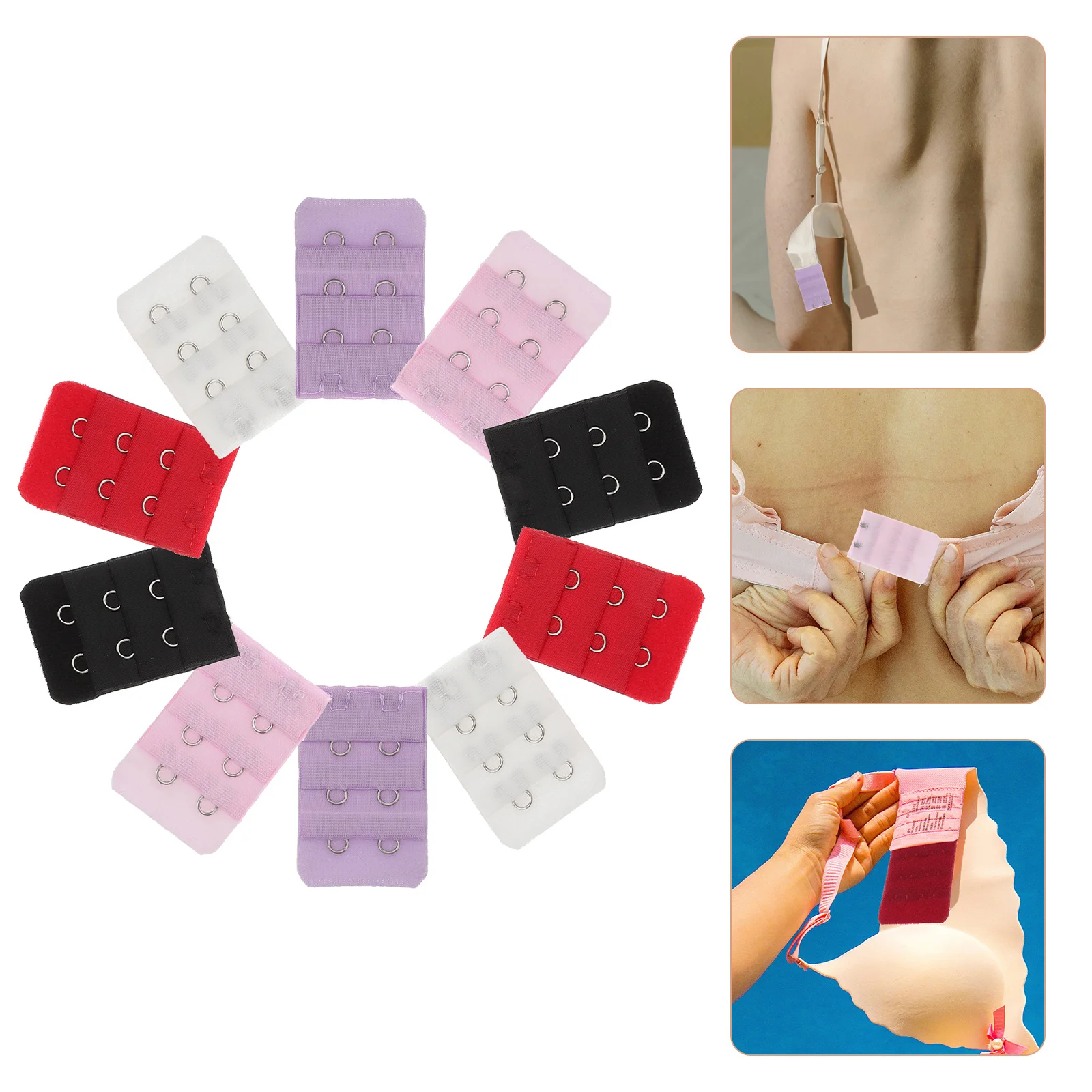 10 Stück Damen-BH-Verlängerung, 2 Haken, 3 Reihen, bequeme Büstenhalter-Verlängerungshaken für schwangere Mütter, verstellbare Unterwäsche