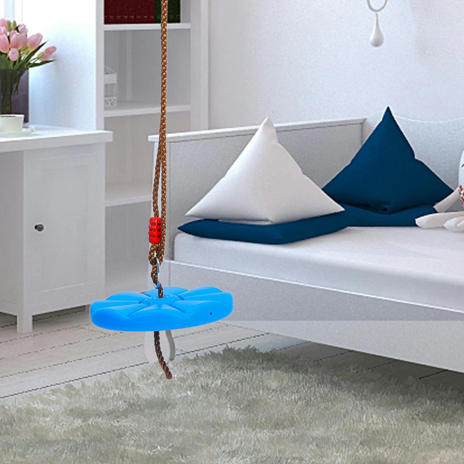 1 conjunto octogonal flor balanço assento de plástico pendurado balanço para crianças ao ar livre jardim jogar durável pe ferro quadro quintal playground