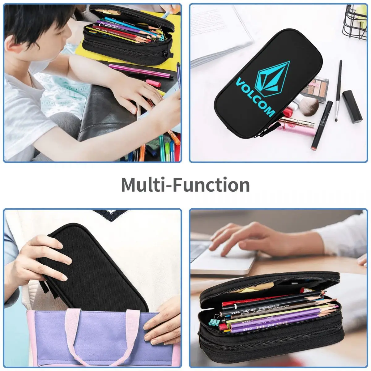 Volcom Logo (4) Pencil Cases Large Storage Pen Bags Pen Box Pencil Pouch For Boys Girls Students Stationery School Office