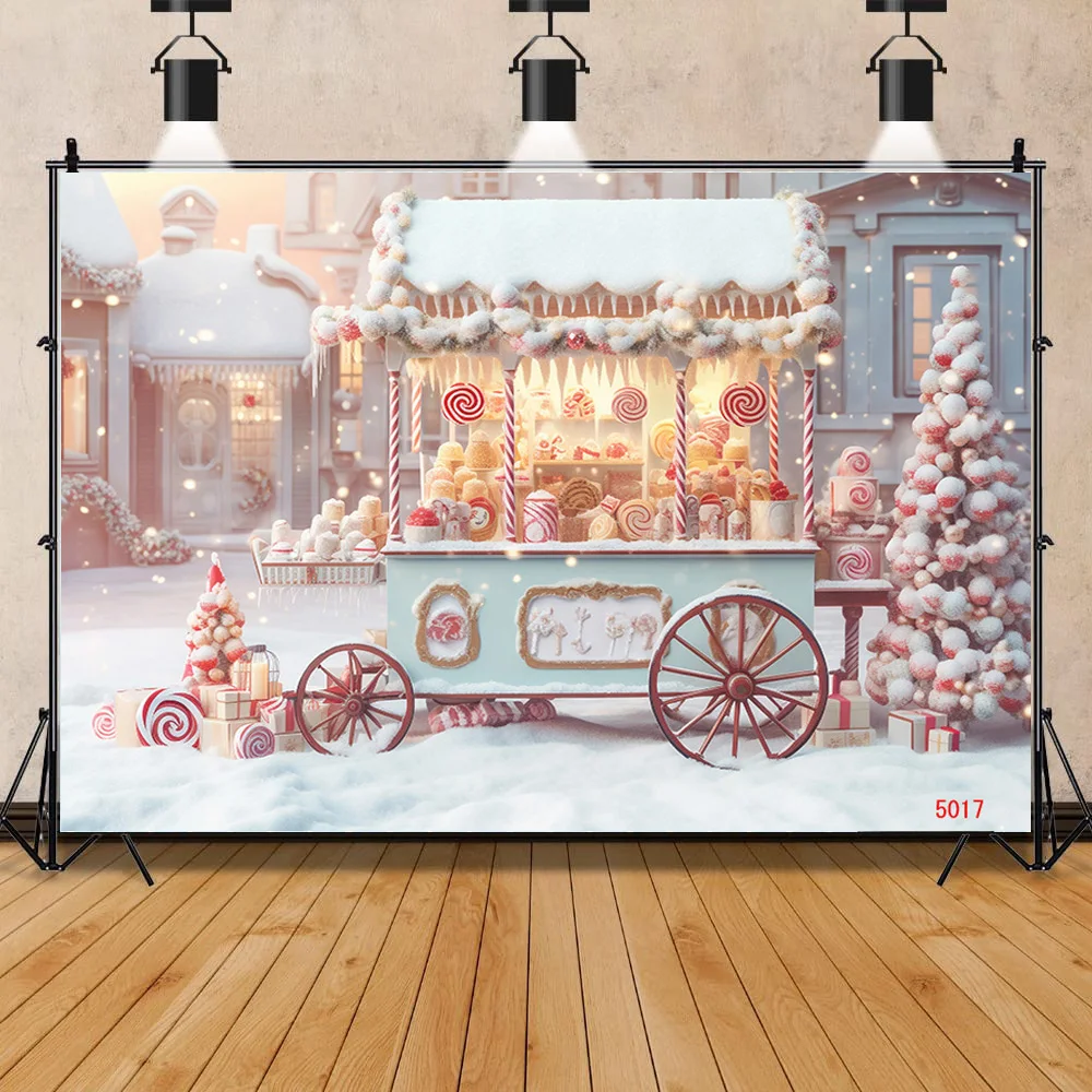 

ZHISUXI Christmas Day Fireplace Photography Backdrops New Year Candy Chimneys Store Ball Window Studio Background WW-59