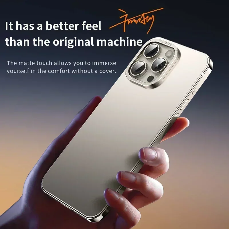 Shockproof Bumper Phone Case Original Color Fashion Matte Smooth Feel Phone Case for Lphone 15 Pro Max Edge Titanium Plating