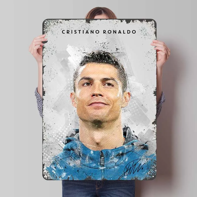 Cristiano Ronaldo Metal Poster Soccer Sports Custom Signs Room Decoration Home Metal Tin Sign for Wall Art Decoration Retro Door