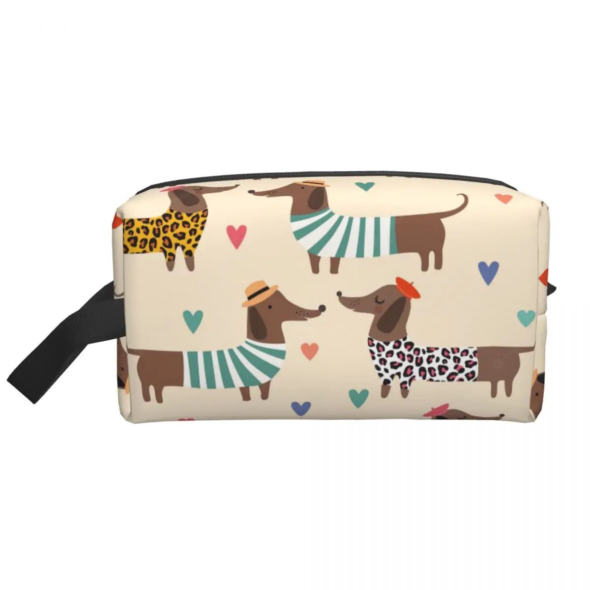 Custom Badger Sausage Puppy Makeup Bag for Women Travel Cosmetic Organizer Cute Dachshund Dog Storage Toiletry Bags