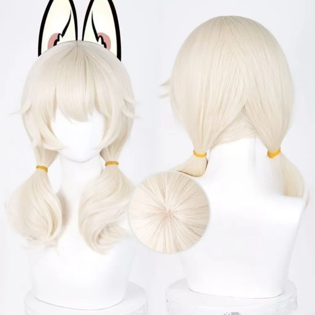 1-delig beige dubbele paardenstaart, licht krullend lang haar, in menselijk! Anime Xiaoyu speelt een pruik