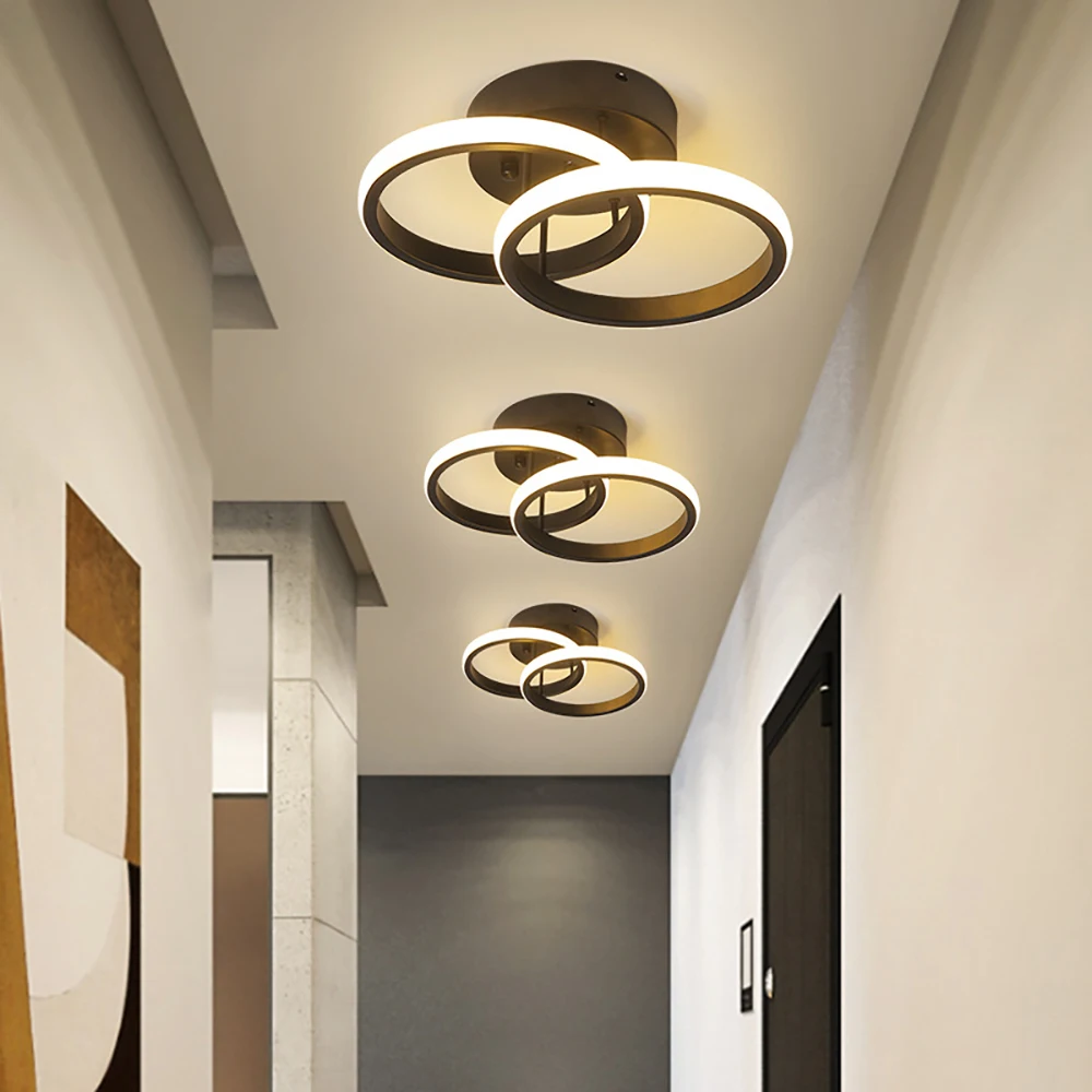 Modern LED Ceiling Light 2 Rings Creative Design Ceiling Lamp Indoor Lighting Fixtures Hallway Balcony Aisle Office Lustre