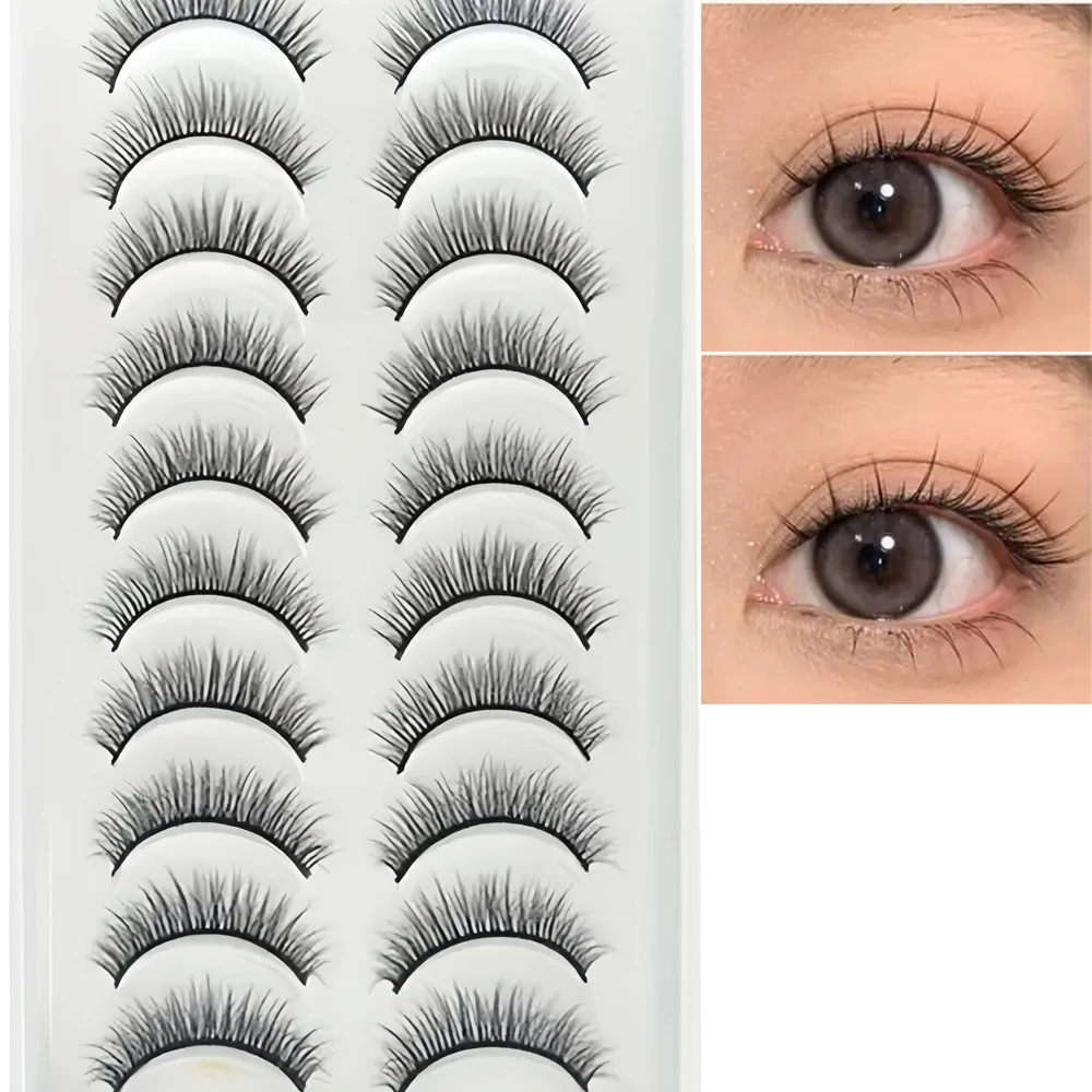 つけまつげ10組、自然に厚くカールしたコミックまつげ、パーティーに最適